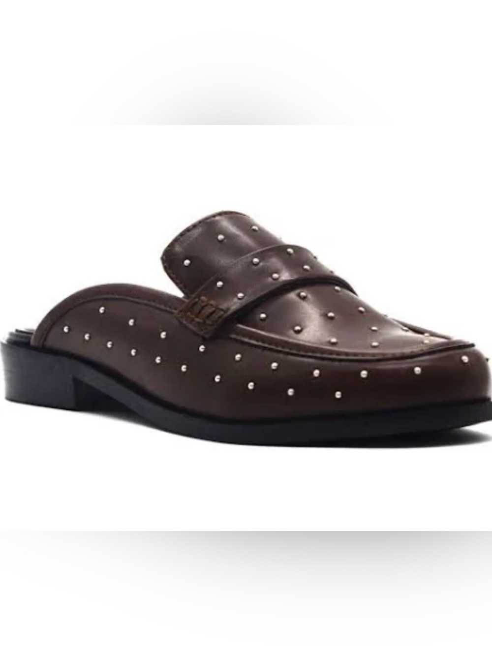 Kenneth Cole Brown Elmhurst Studded Leather Slip-On Loafers 5.5-NWT